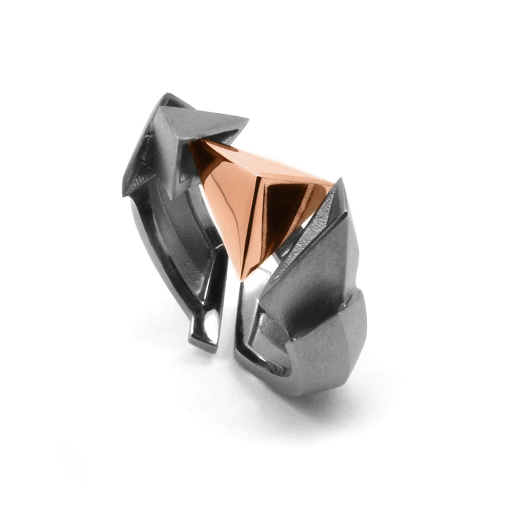BERMUDEZ Ring (S) / Gun Metal - 18K Rose Gold