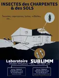 Affiche du Laboratoire SUBLIMM pour le traitement des insectes des charpentes et des sols, incluant capricornes, termites, vrillettes et lyctus.