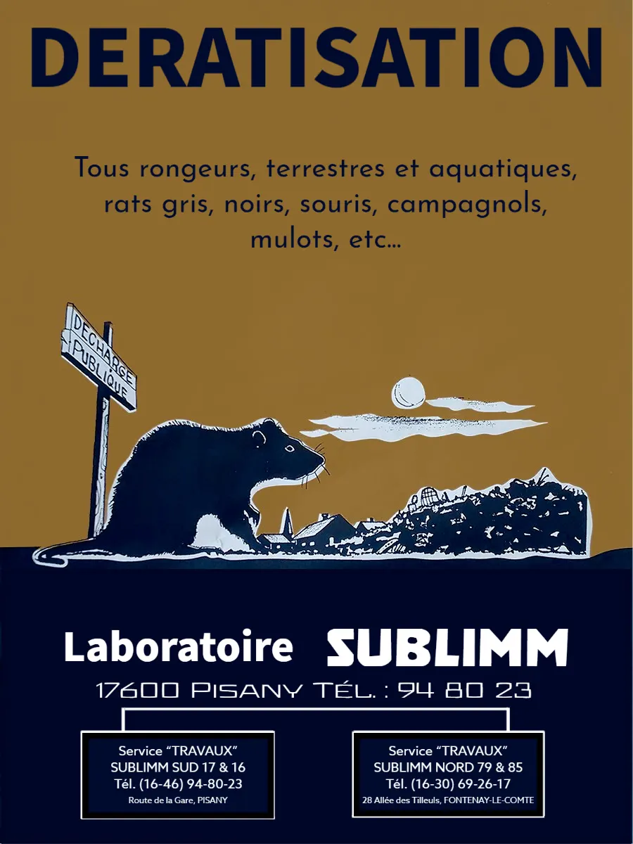 Ancienne affiche communale d'une campagne de dératisation