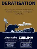 Affiche de dératisation pour le Laboratoire SUBLIMM, spécialisée dans l'extermination de tous types de rongeurs nuisibles.
