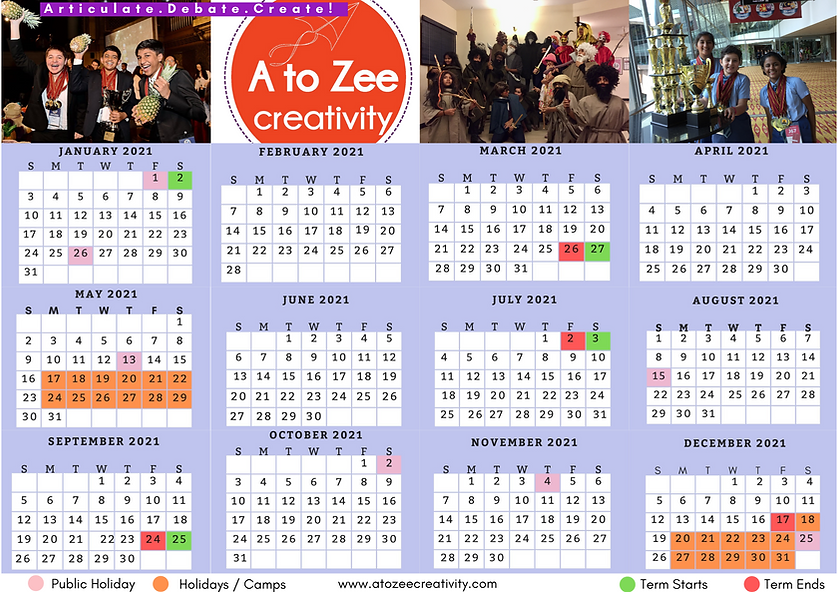 A to Zee Calendar 2021