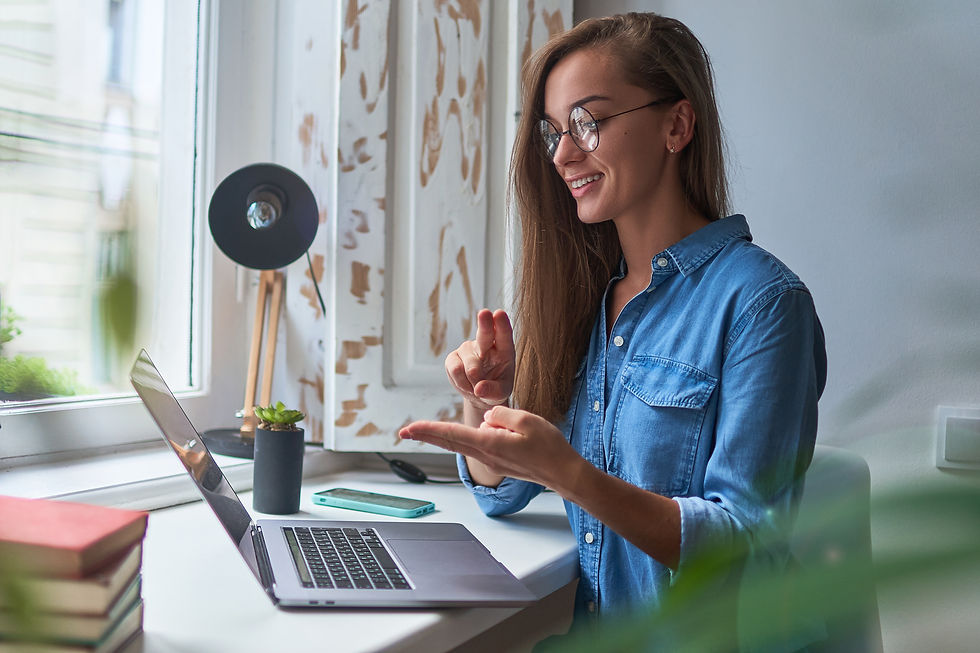 woman signing on a video call