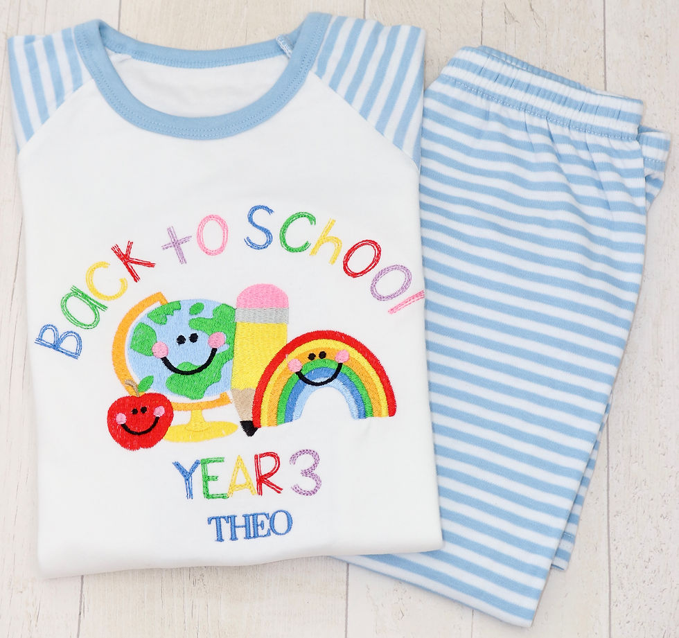 Back To School Globe PJs | Personalised Blue PJs |