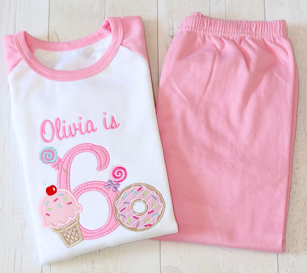 Ice Cream & Donuts PJs | Personalised Pink PJs | Sweets