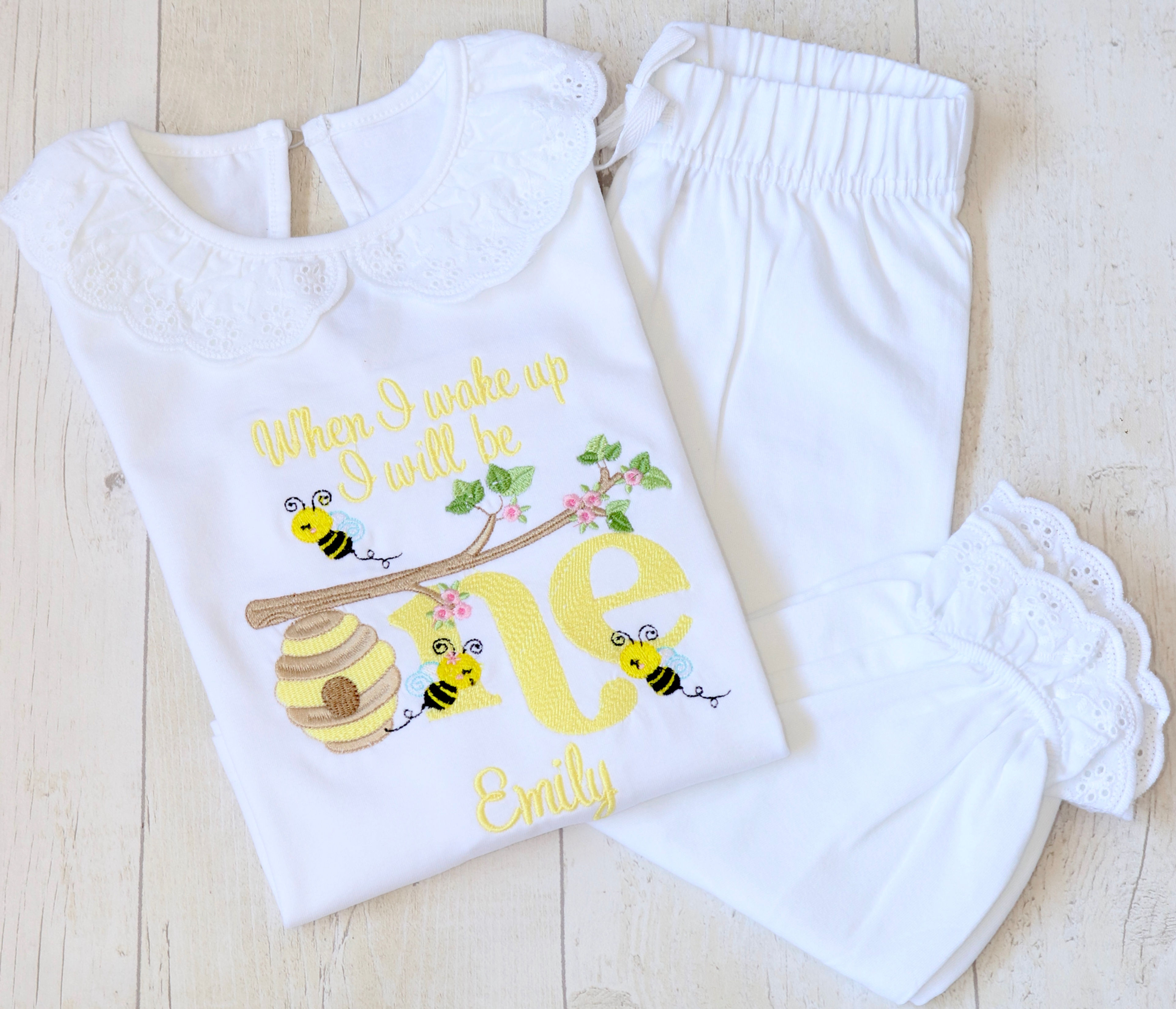 Personalised Frilly Bee Hive Birthday PJs
