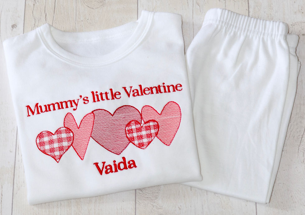 Thumbnail: Mummy's Little Valentine PJs, Personalised Red PJs