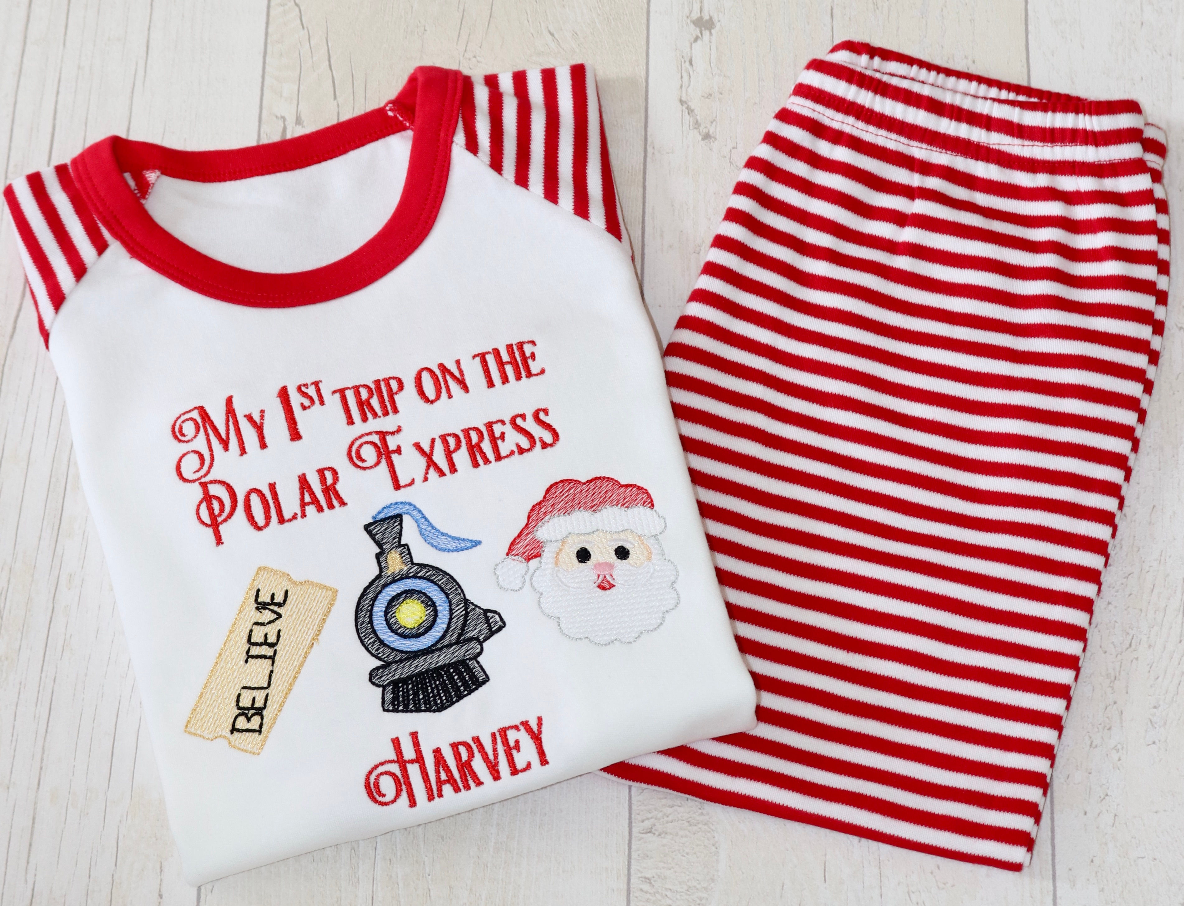 Polar Express PJs | Personalised Red PJs | Christmas Train