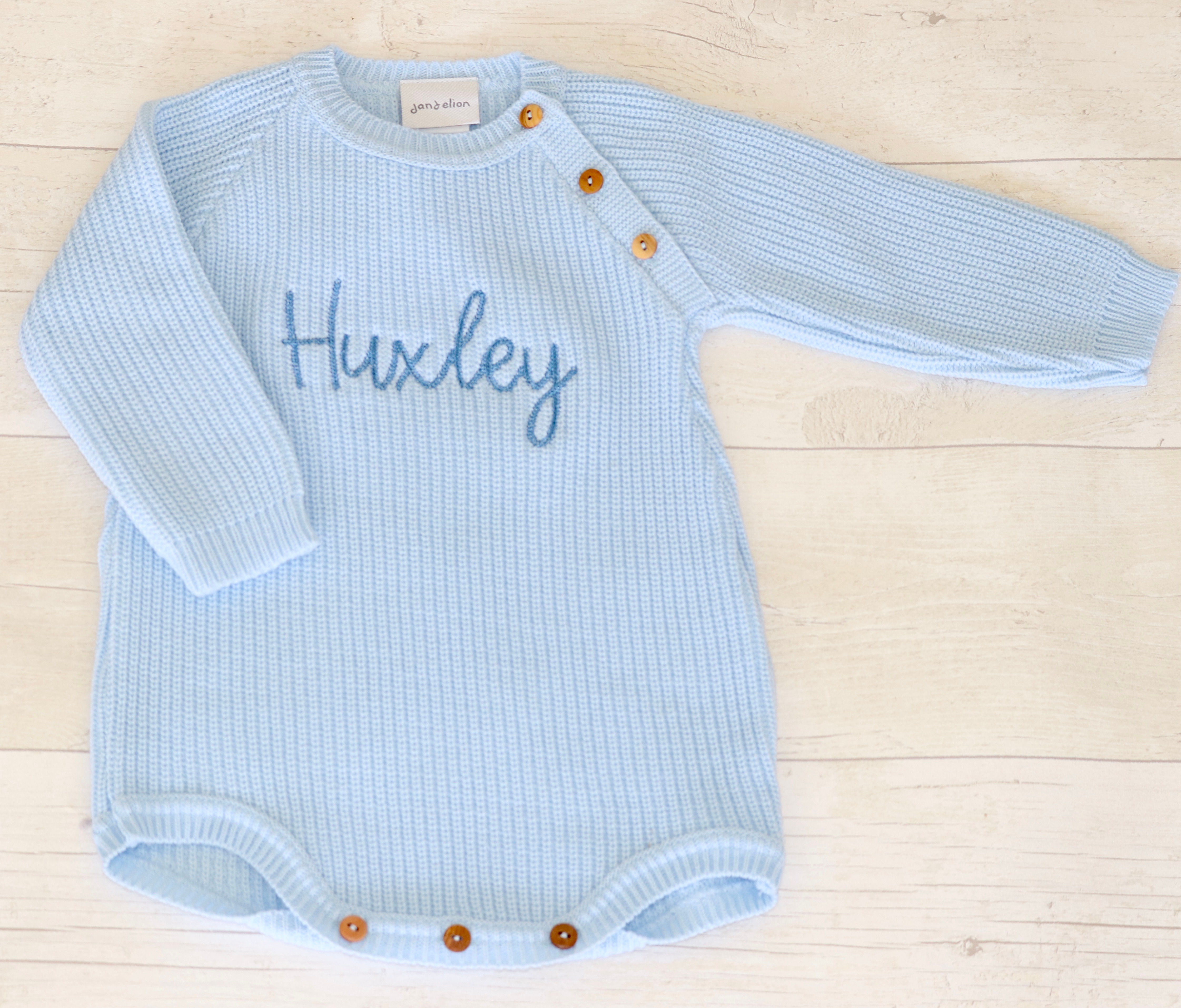 Personalised Blue Knitted Romper