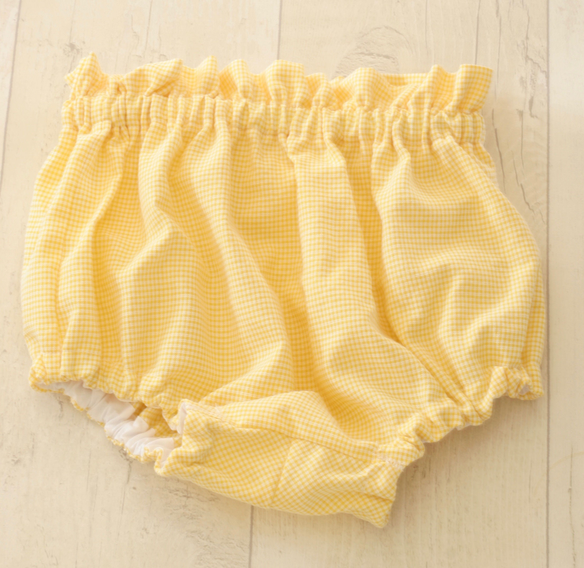 Yellow Gingham Frill Waist Bloomers