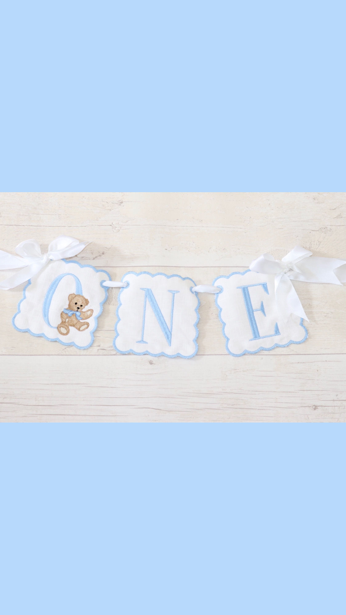 Vintage Bear Birthday Banner | Blue