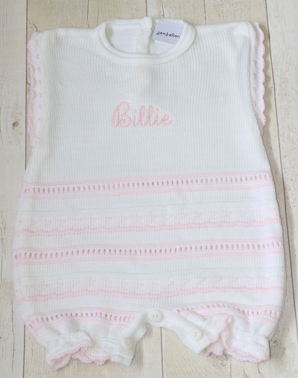 Personalised Pointelle Knitted Romper | Pink