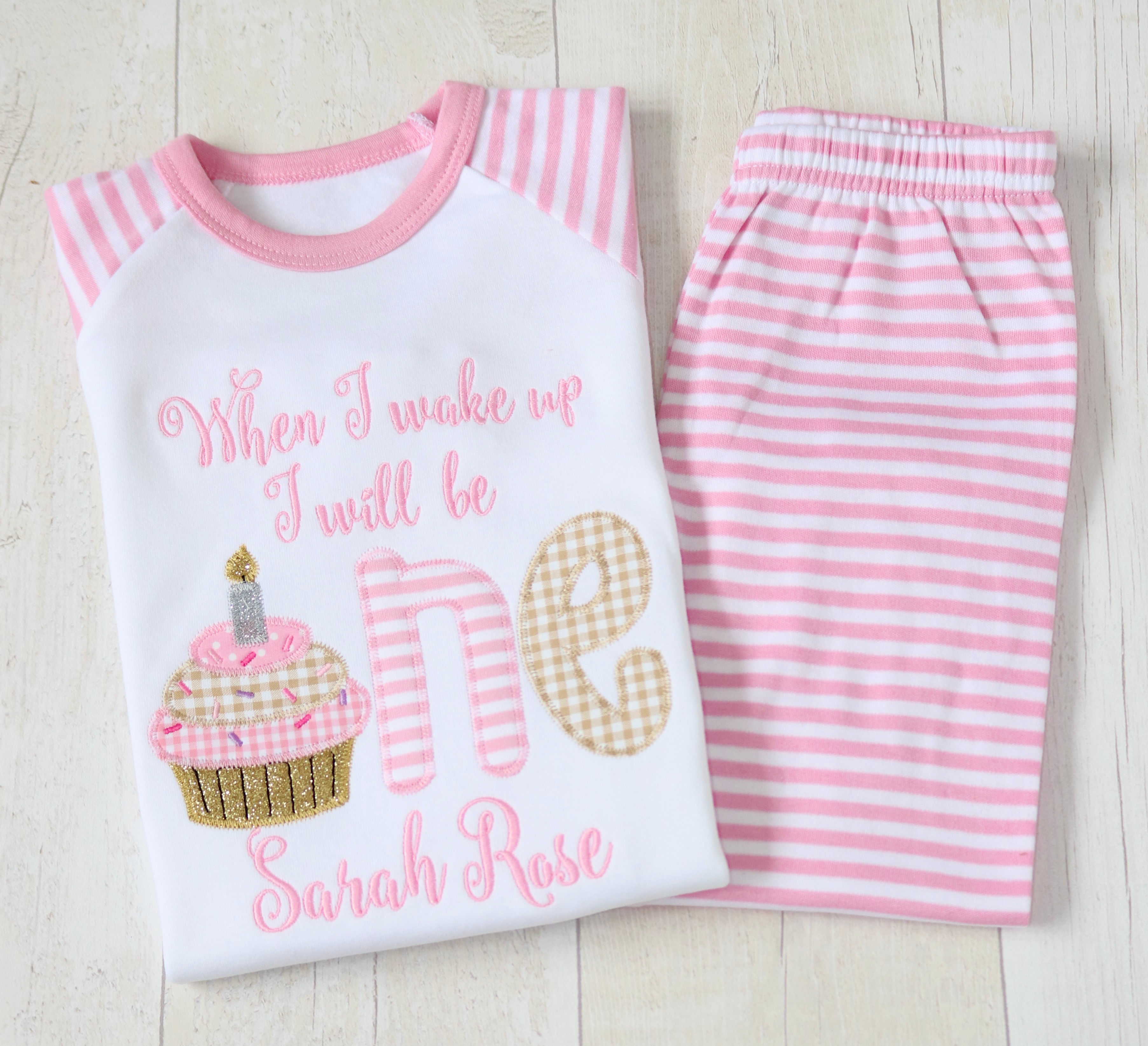 Cupcake Birthday PJs | Personalised Pink Birthday PJs | Sweets