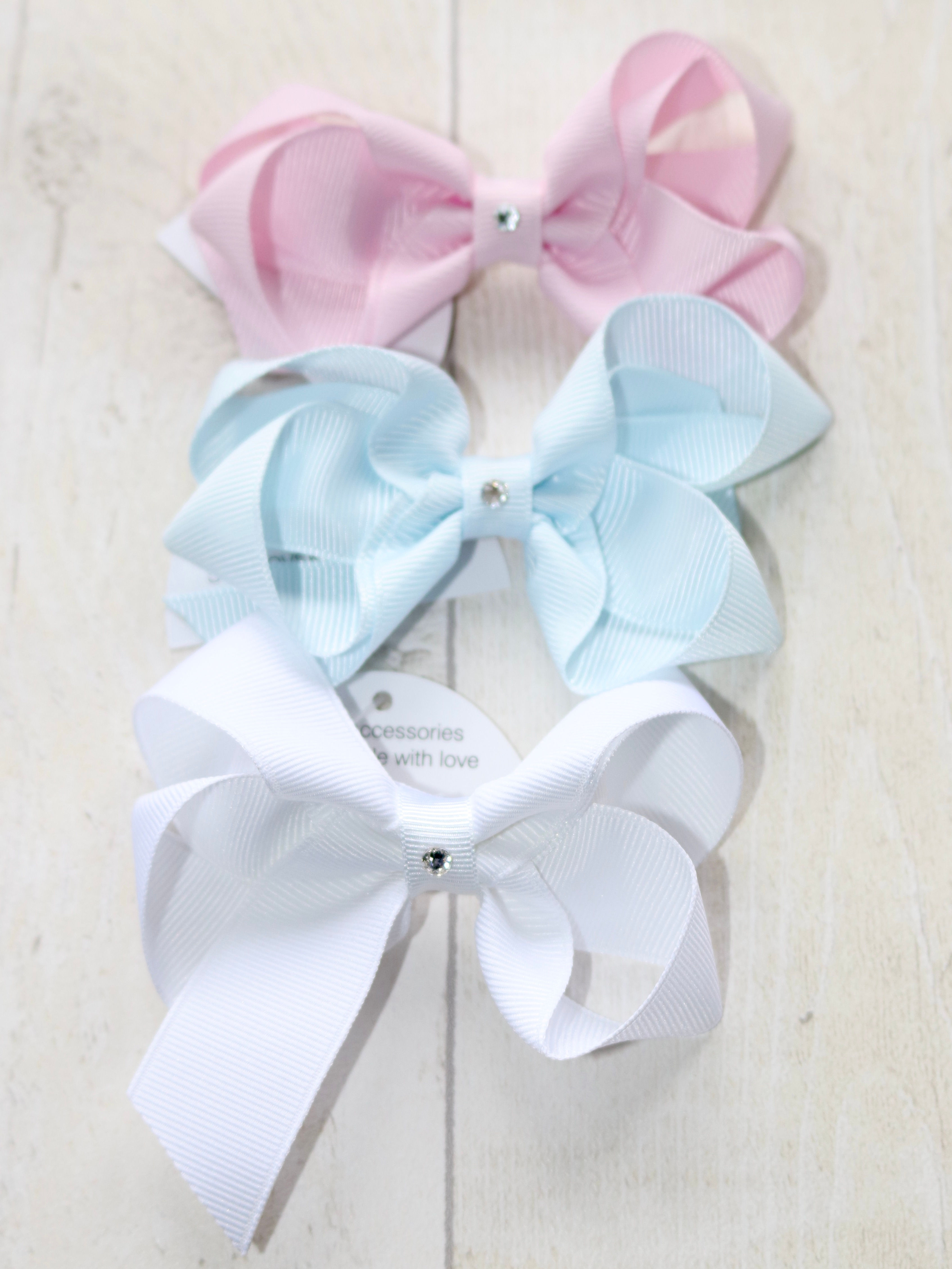 Set Of Three Bows (Ice Pink, Barely Blue & White)