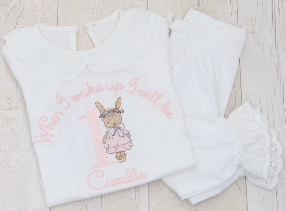 Personalised Frilly Fancy Bunny Birthday PJs