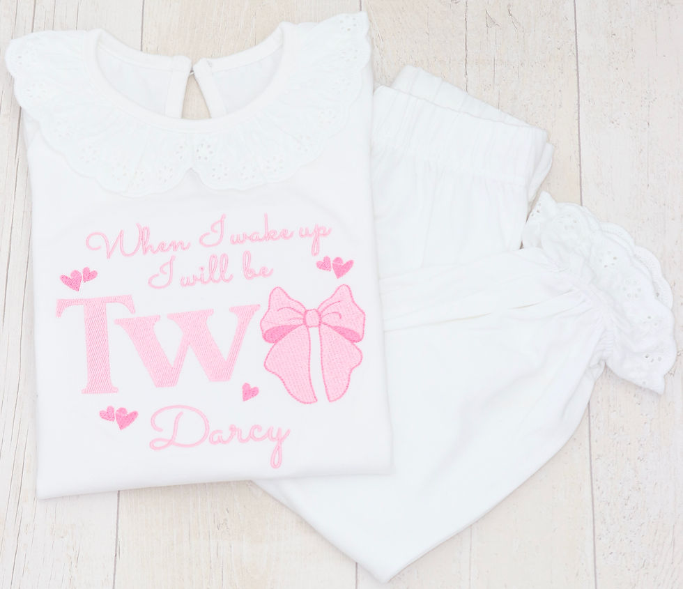 Personalised Frilly Bows & Hearts Birthday PJs