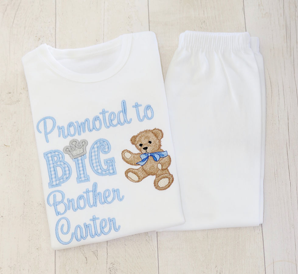 Promoted To Big Brother PJs | Personalised Blue PJs | Vintage Bear