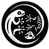 Logo of Gavin Taylor Art showing a lizard juxtaposed with a lizard skeleton in a yin/yang style