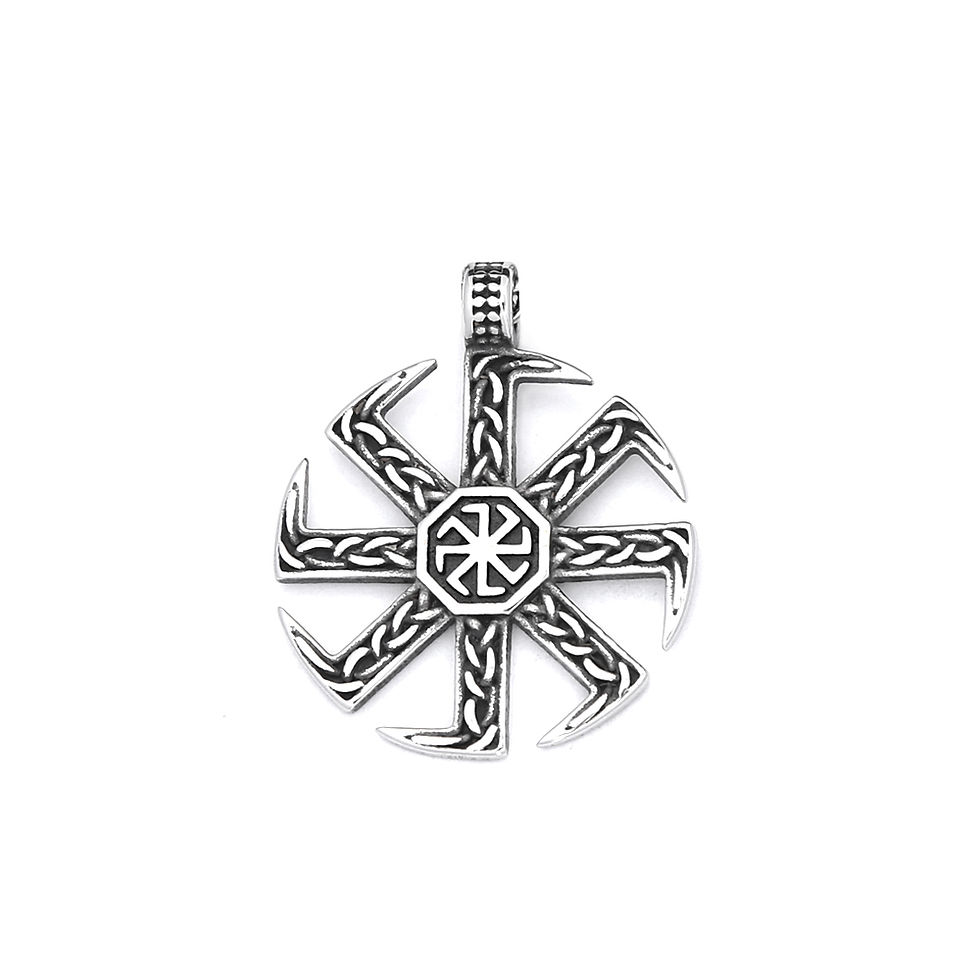 Thumbnail: Stainless Steel Slavic Kolovrat Necklace 