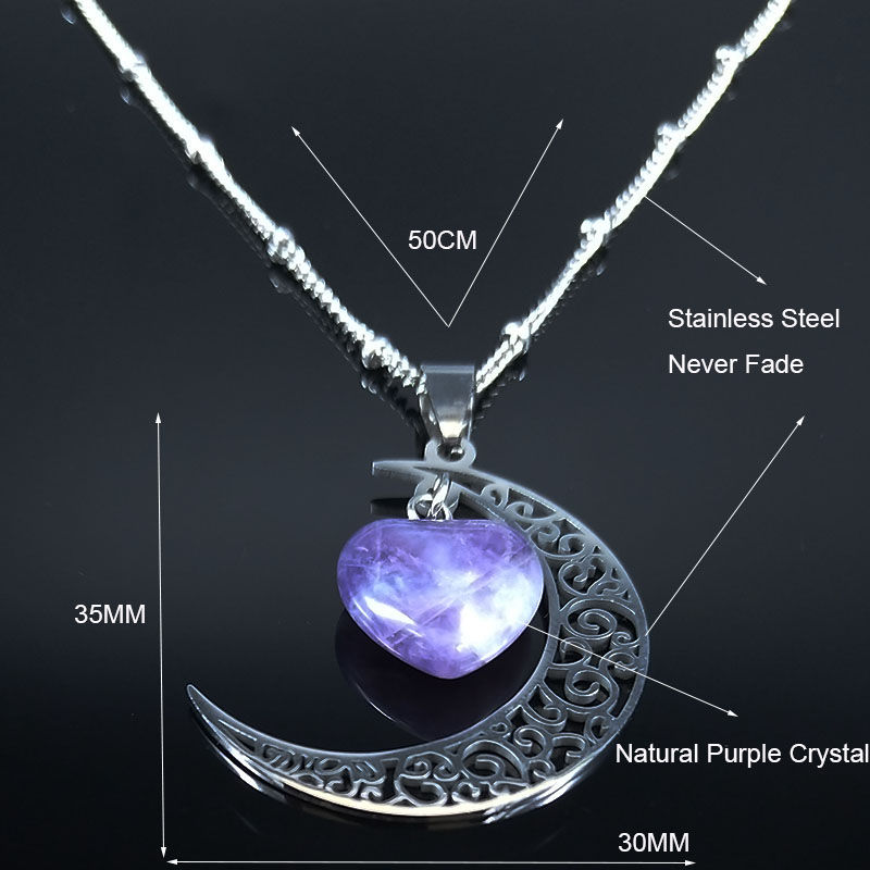 Thumbnail: Stainless Steel Purple Necklace 