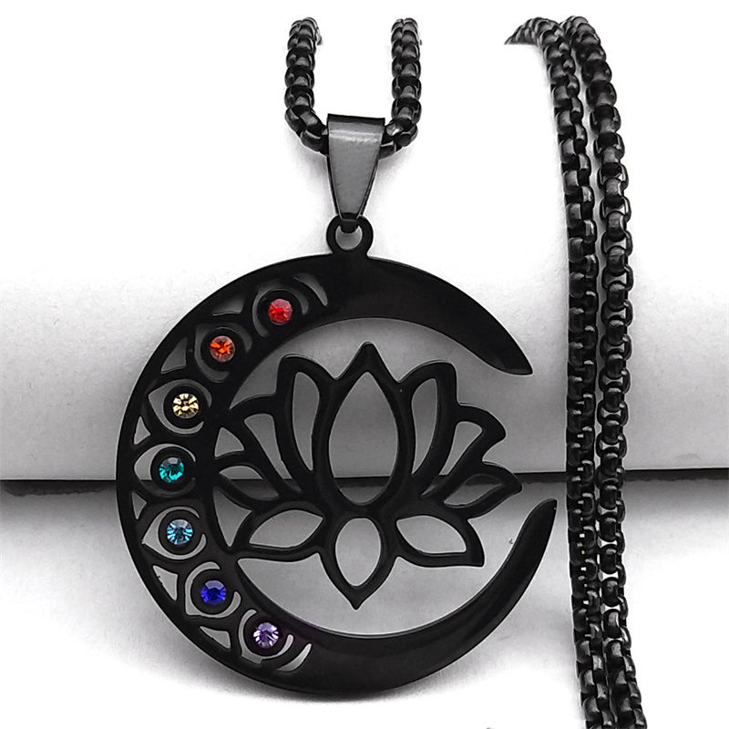 Thumbnail: Flower Lotus Moon Necklace