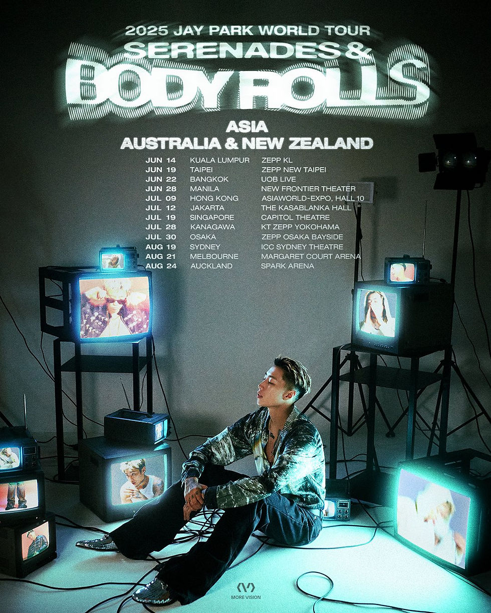 2025 JAY PARK WORLD TOUR SERENADES & BODYROLLS ASIA AUSTRALIA & NEW ZEALAND TOUR ROUTE