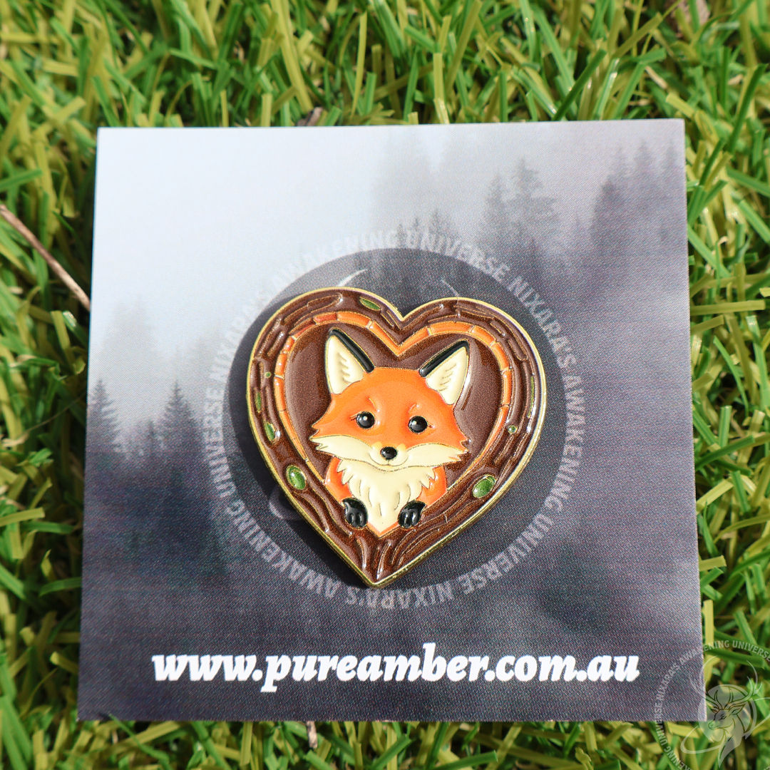 Fox Heart Enamel Badge