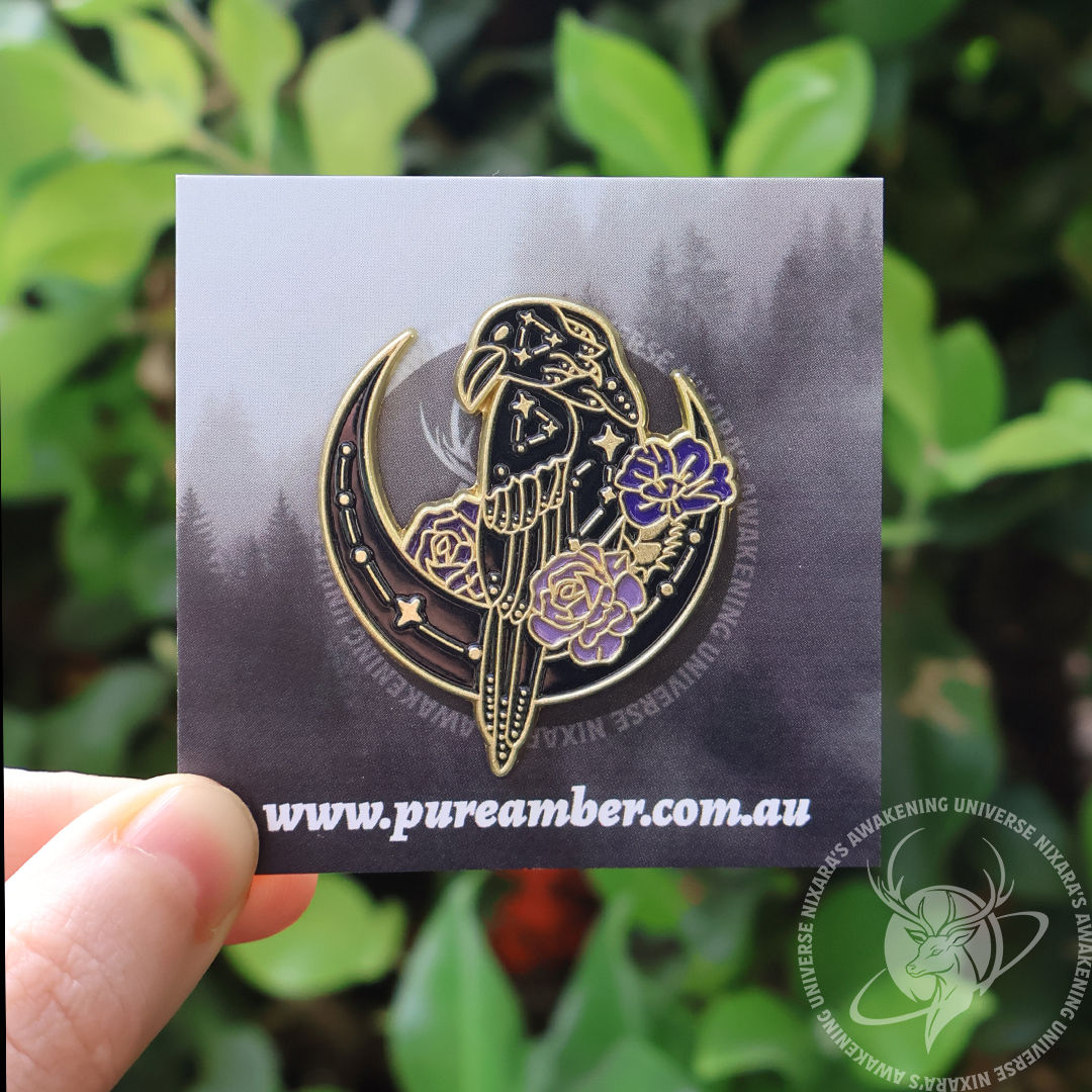 Celestial Raven Enamel Badge