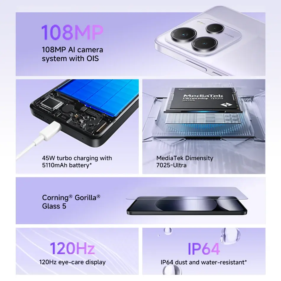 Thumbnail: Xiaomi Redmi Note 14 5G Global Version NFC Smartphone MTK Dimensity 7025-Ultra 1