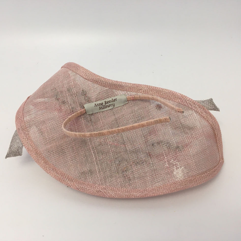 Thumbnail: Storm -Pink sinamay straw headpiece on a headband