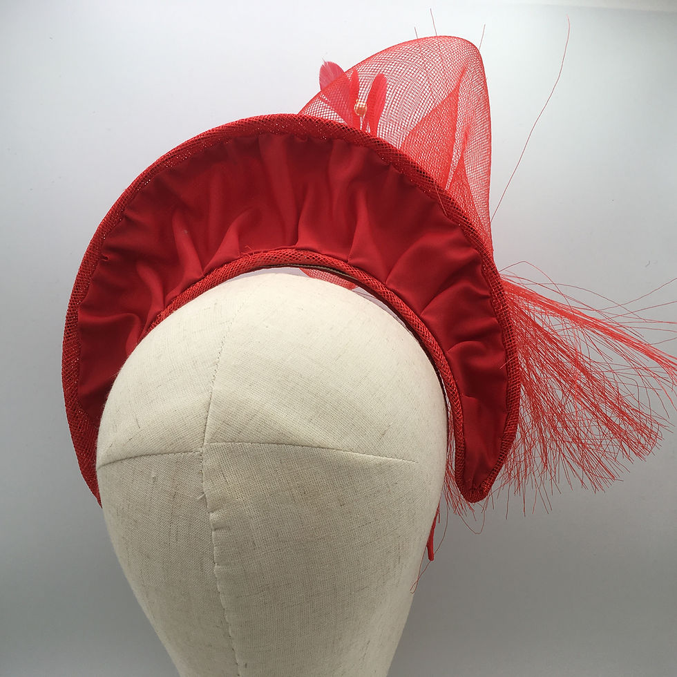 Thumbnail: Elizabeth - Red sinamay halo hay with trimmed with crinoline