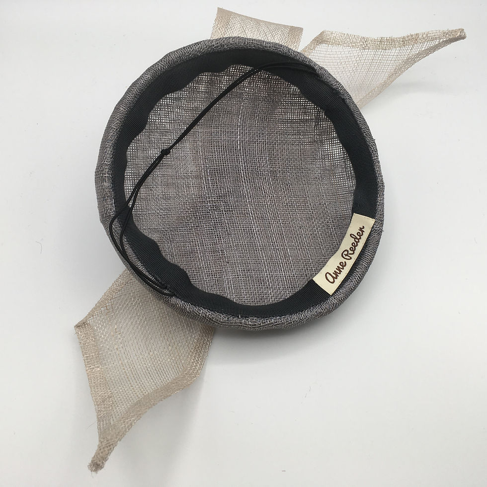 Thumbnail: Bows and Beads - Grey simamay button fascinator