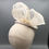 Thumbnail: Marji - Cream embroidered silk button headpiece with silk abaca bow and pearls