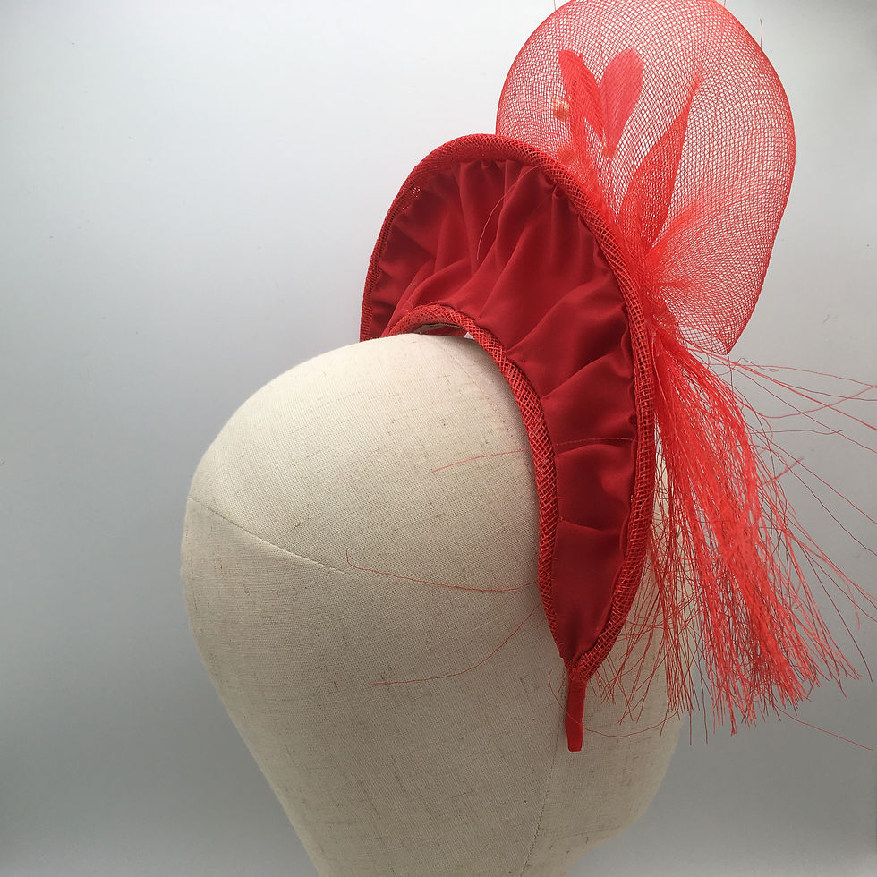 Thumbnail: Elizabeth - Red sinamay halo hay with trimmed with crinoline
