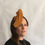 Thumbnail: Driftwood - Small mustard fur felt button trimmed with felt