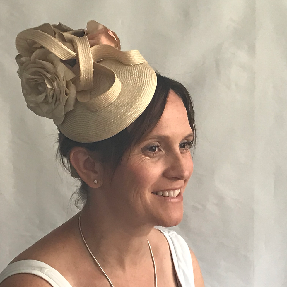 Gillian - Cream paradisal straw fascinator with handmade silk flowers