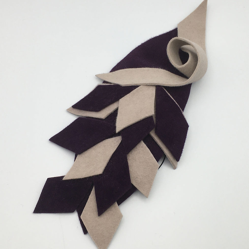 Adele - Headband of purple and beige felt shapes
