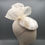 Thumbnail: Marji - Cream embroidered silk button headpiece with silk abaca bow and pearls