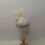 Thumbnail: Marji - Cream embroidered silk button headpiece with silk abaca bow and pearls