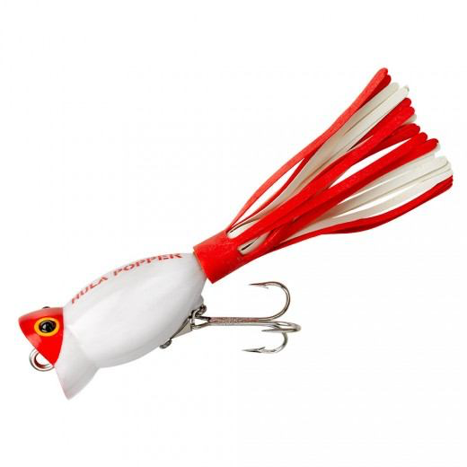 Arbogast Hula Popper 1 3/4" G770-01 WHITE/RED HEAD