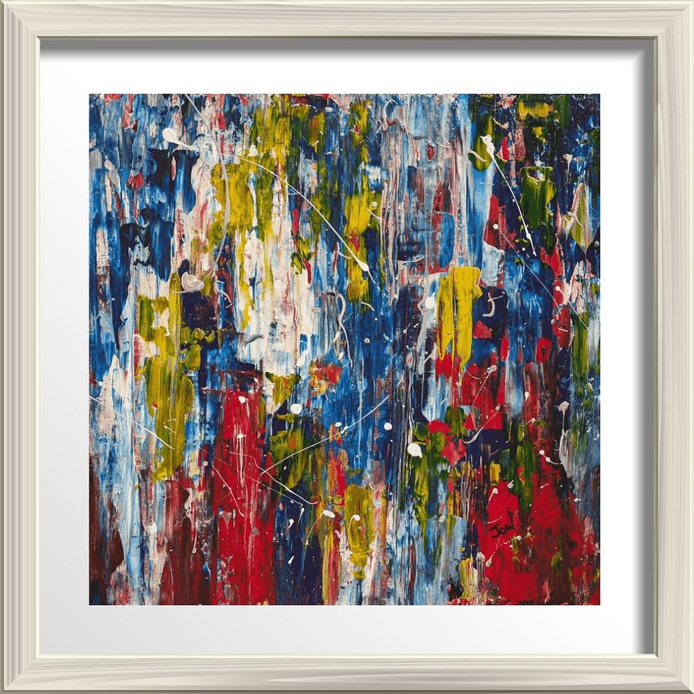 Abstract art print with colorful vertical brushstrokes