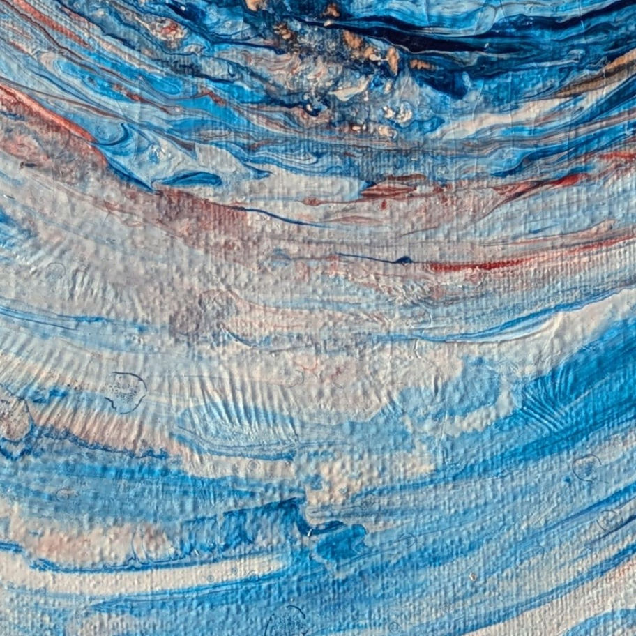 Abstract blue marbled texture with white and gold