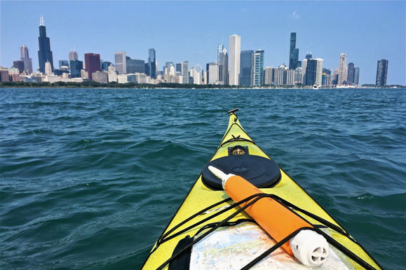 Kayaking Lake Michigan. Chicago.