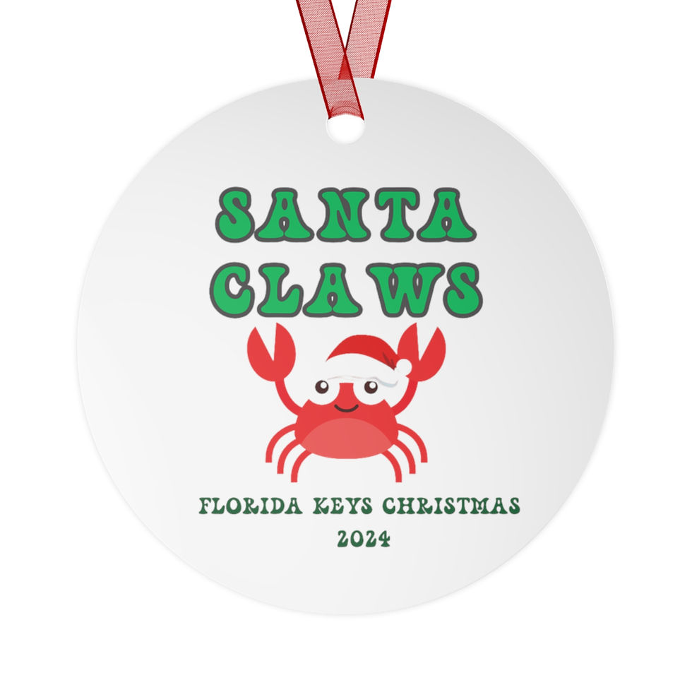 Florida Keys Ornament - crab santa claws - fun beach christmas decor