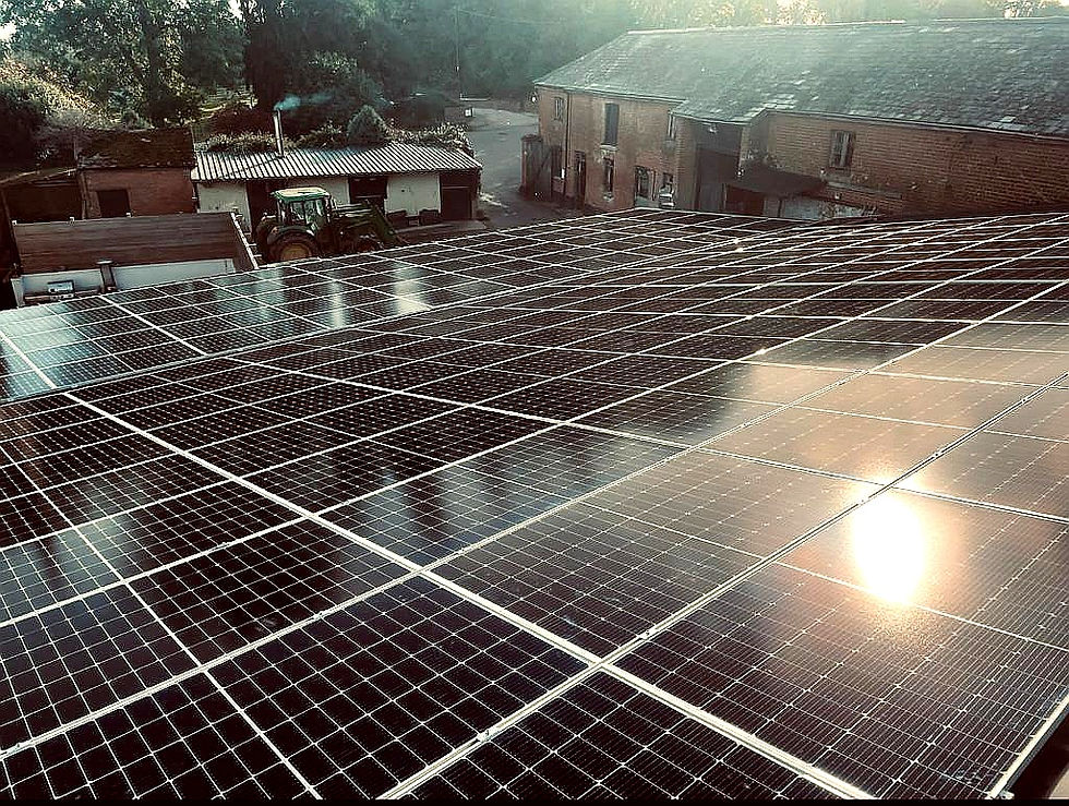Commercial solar installation at Upton Barn Wedding Venue in Devon, featuring rooftop PV system delivering renewable energy savings and reduced carbon emissions for rural hospitality operations
