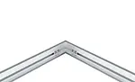 Corner detail of a custom light box aluminum frame