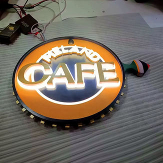Custom light box for Inland Cafe with glowing logo.
