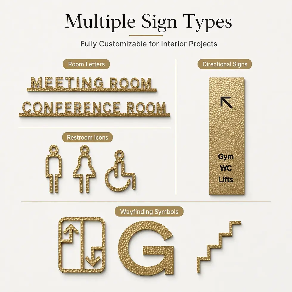 Thumbnail: Hammer Texture Brass Nameplate Luxury Architectural Metal Signage