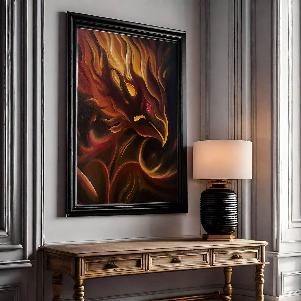 acrylic painting "Phoenix Mantle" 3D showcase