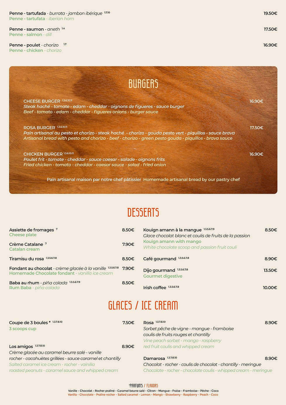 ROSA RESTAURANTE | Menu