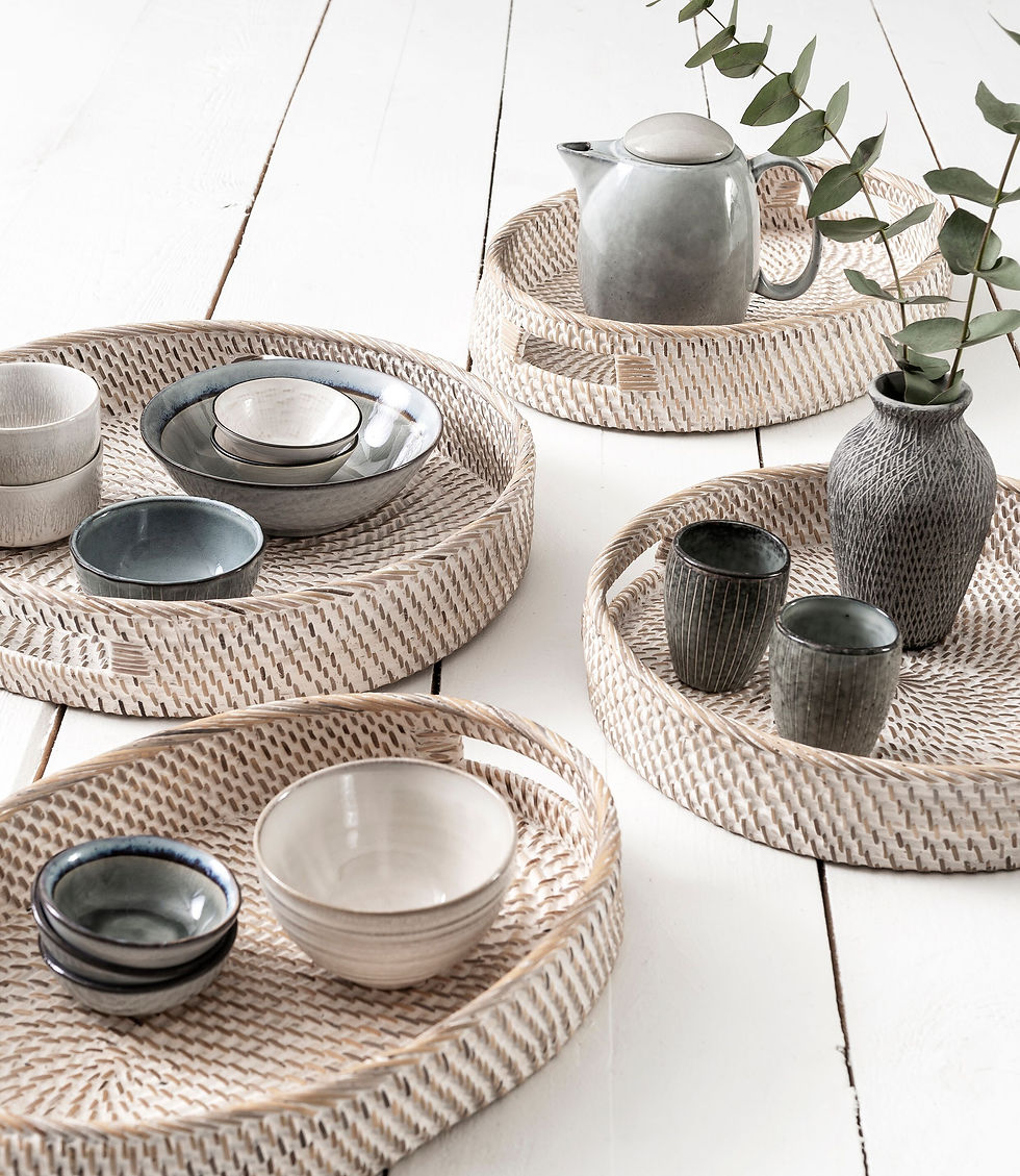 Miniaturbild: MUST LIVING, Tablett-Set Saint Barths rund, Rattan, natur, 2er Set